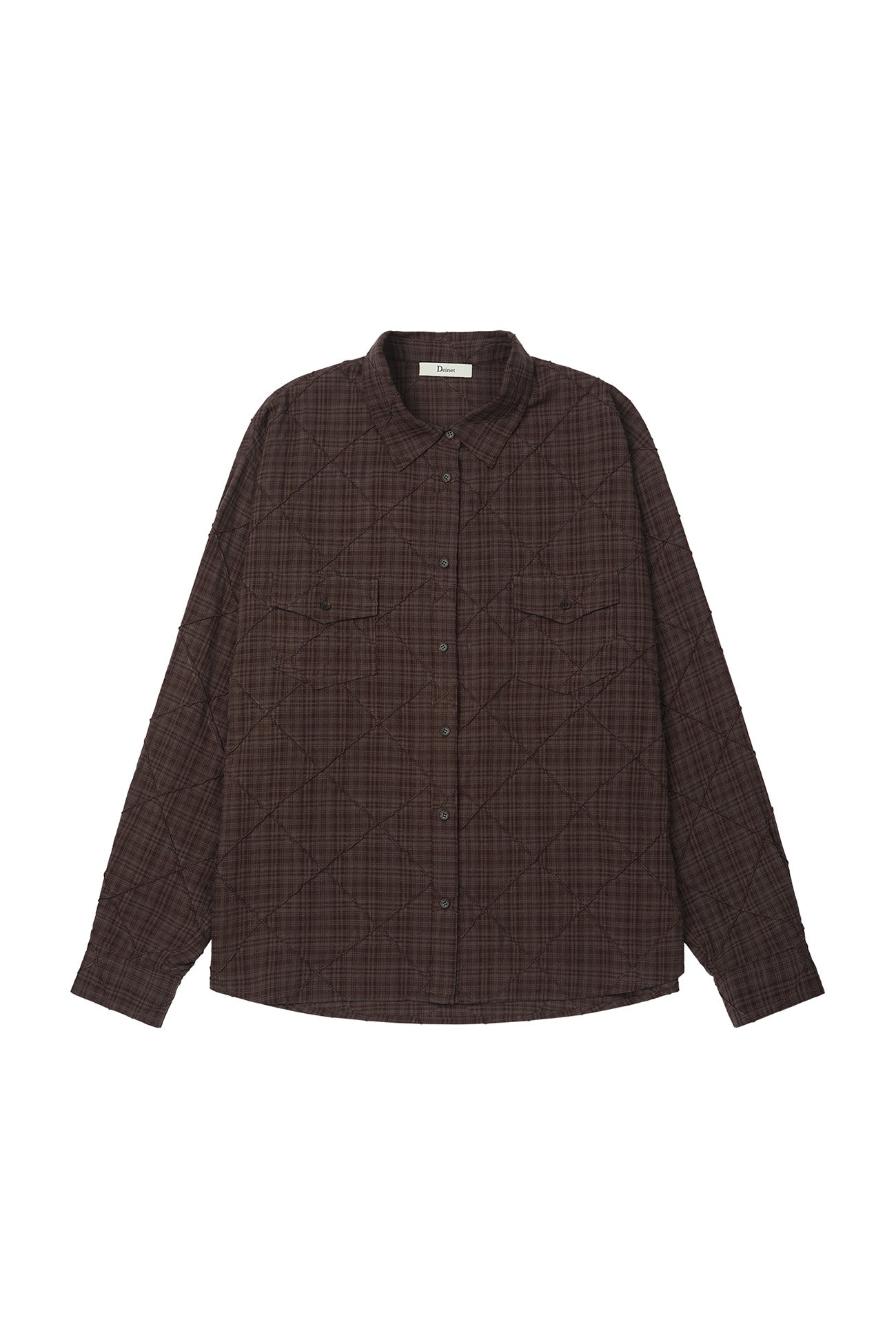 Deinet - Double Checkered Overfit Shirt (Brown) product image 11 | TRAB K-Fashion Australia