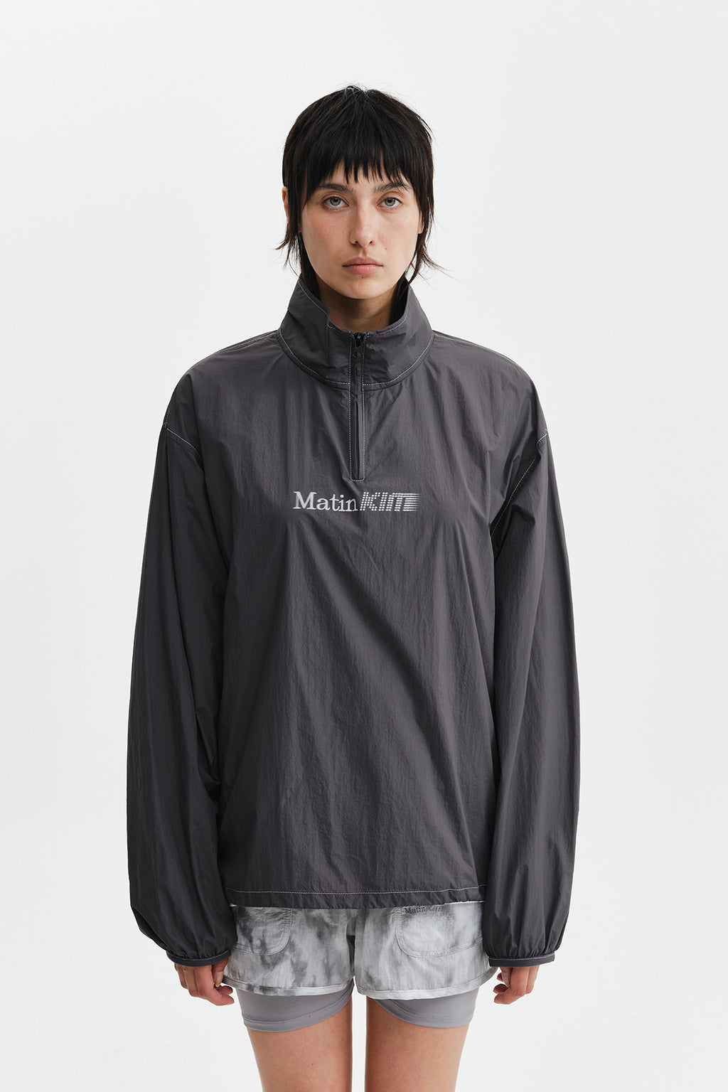 Matin Kim - Matin Pace Logo Half Zip Top (Charcoal) product image 6 | TRAB K-Fashion Australia