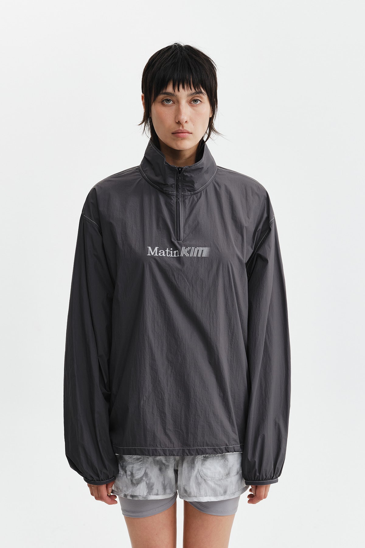 Matin Kim - Matin Pace Logo Half Zip Top (Charcoal) product image 6 | TRAB K-Fashion Australia