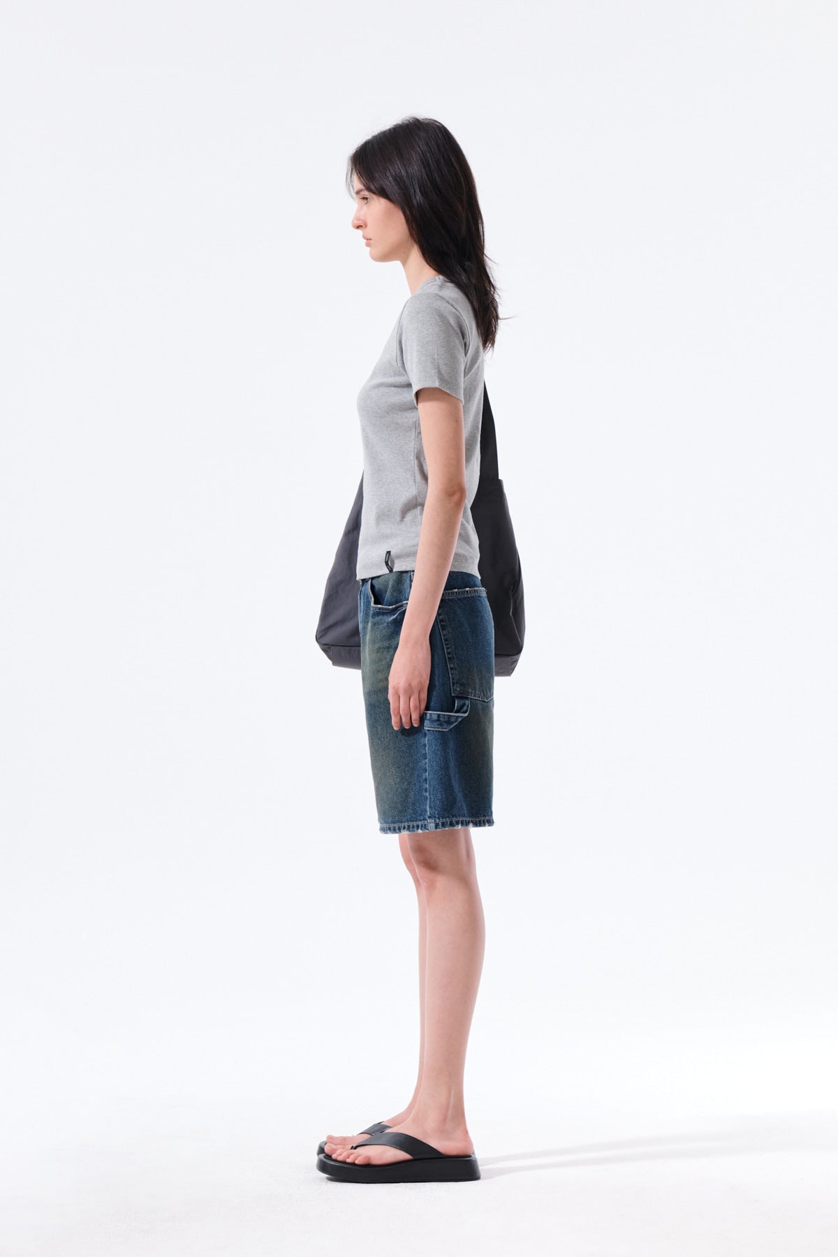 Matin Kim - Carpenter Bermuda Denim Pants (Blue) product image 7 | TRAB K-Fashion Australia