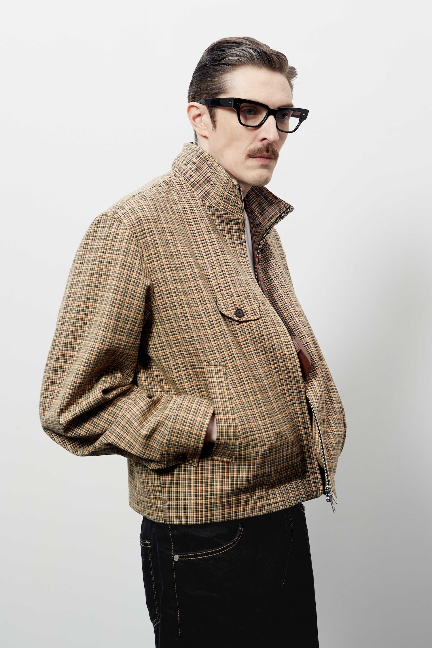 Stu - High Neck Crop Check Jacket Orange (Brown) product image 17 | TRAB K-Fashion Australia