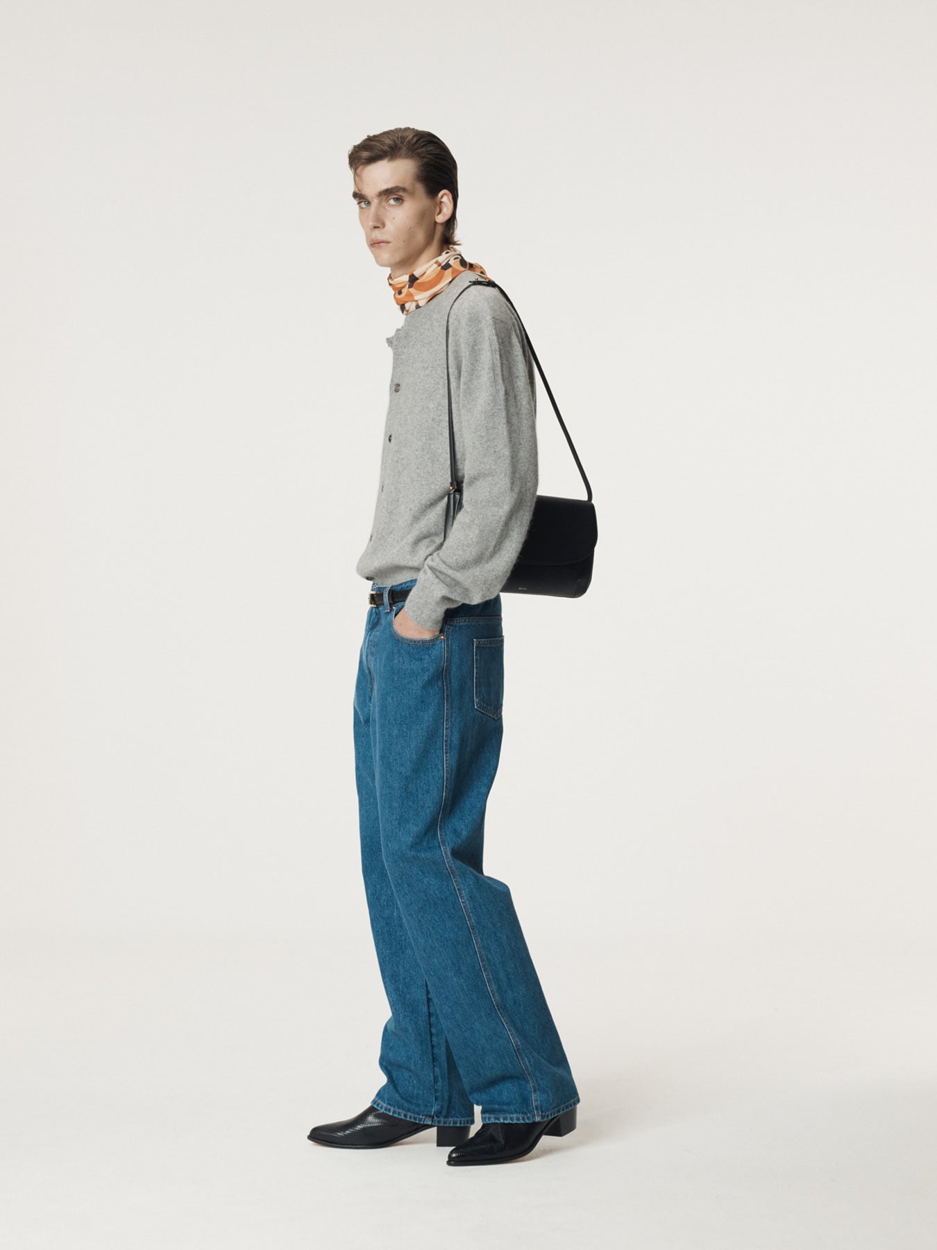 Recto - Crew Neck Layered Cardigan Knit Top (Melange Grey) product image 2 | TRAB K-Fashion Australia