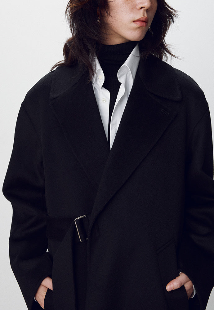 Tonywack - Double-Faced Wool And Cashmere Belted Coat (Black) product image 4 | TRAB K-Fashion Australia