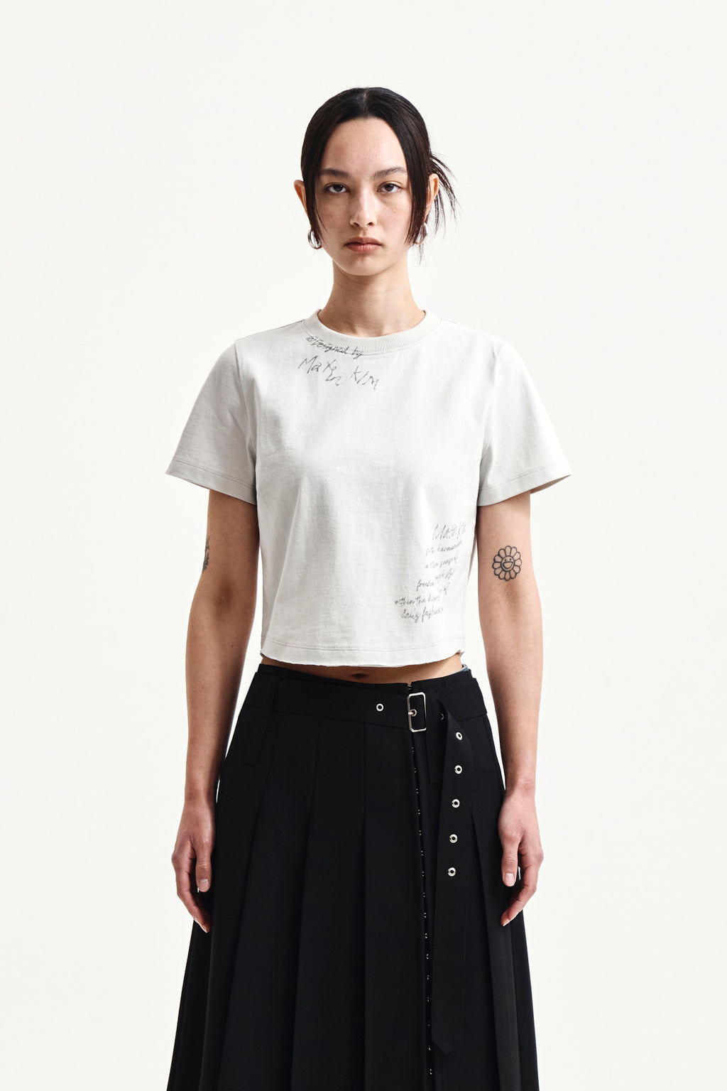 Matin Kim - Graffiti Round Hem Crop Top (Cream) product image 10 | TRAB K-Fashion Australia