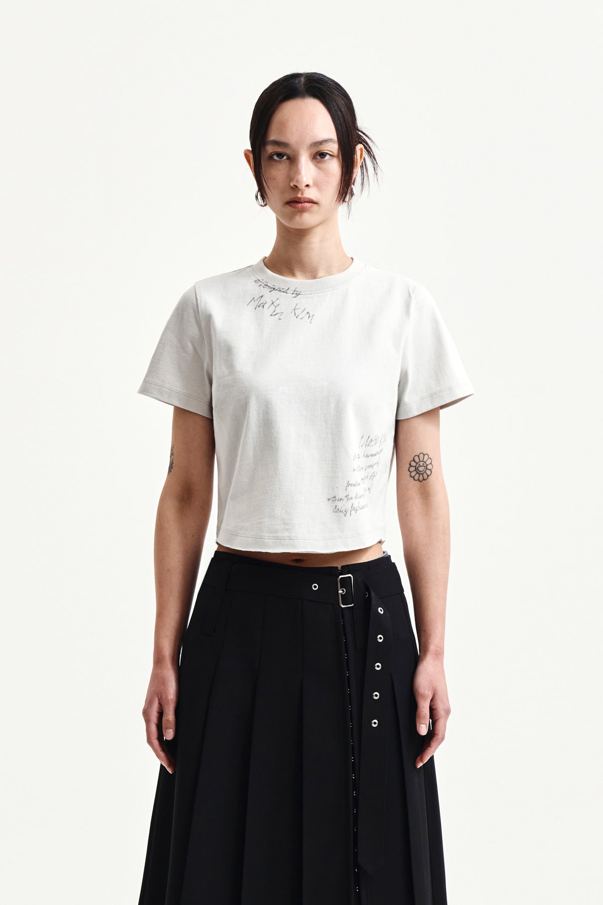 Matin Kim - Graffiti Round Hem Crop Top (Cream) product image 10 | TRAB K-Fashion Australia