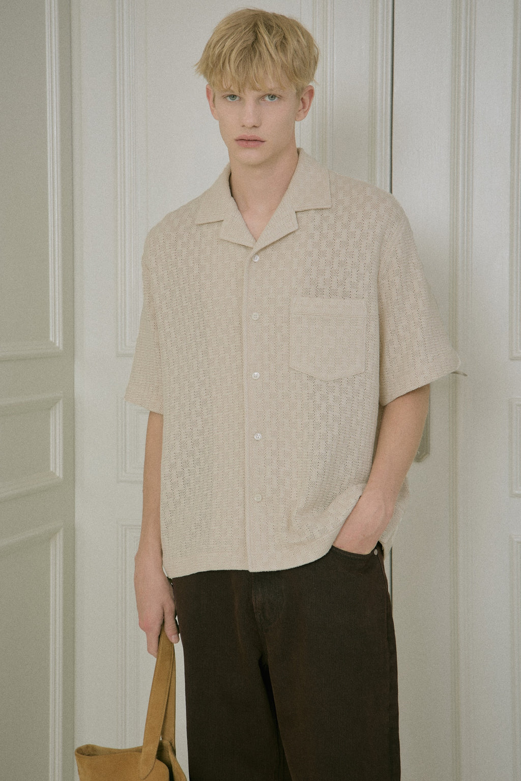 STU - Back Raglan Jacquard Shirt (Ivory) product image 13 | TRAB K-Fashion Australia