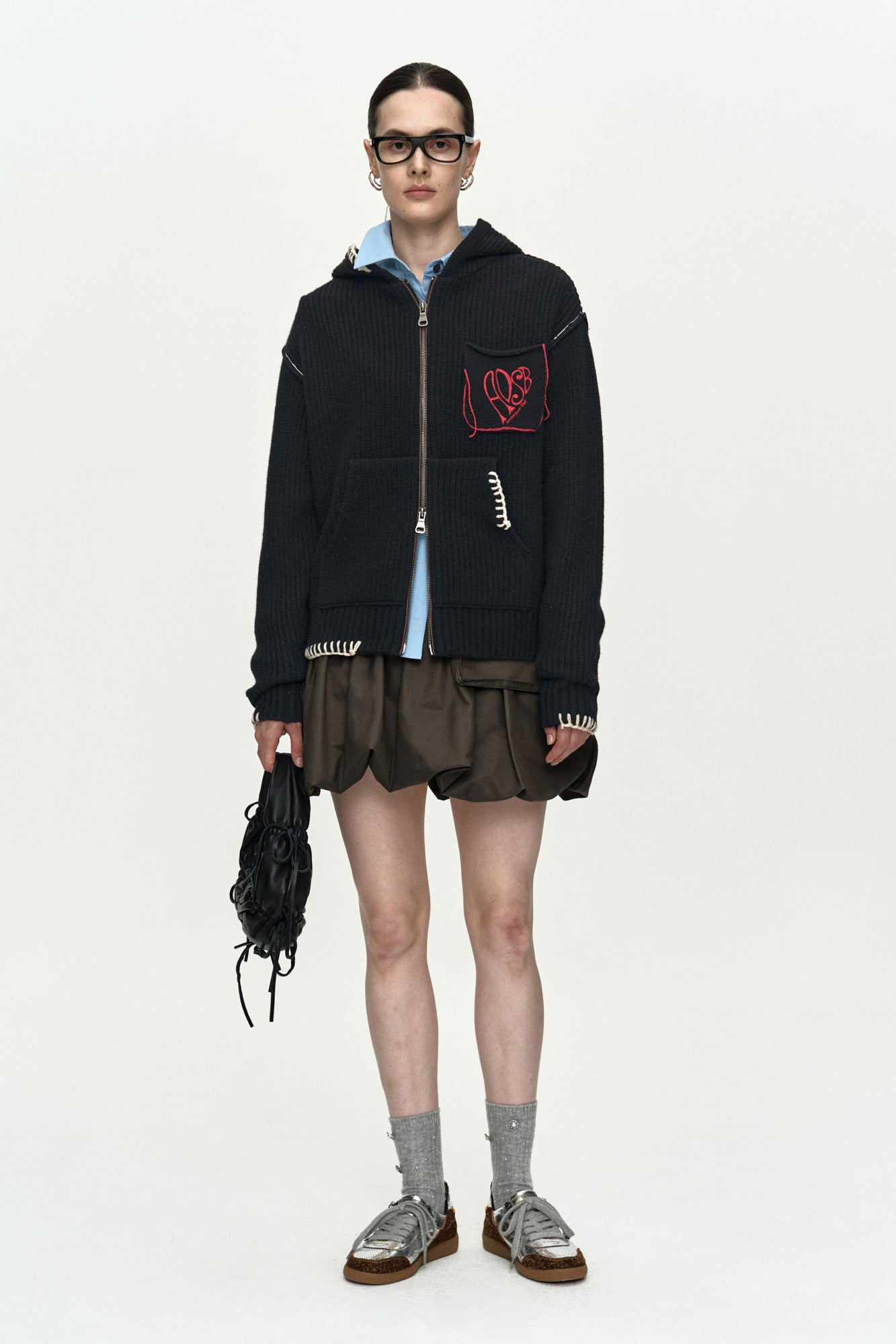 Andersson Bell - Unisex Heart Logo Hood Zip-Up Sweater (Black) product image 8 | TRAB K-Fashion Australia