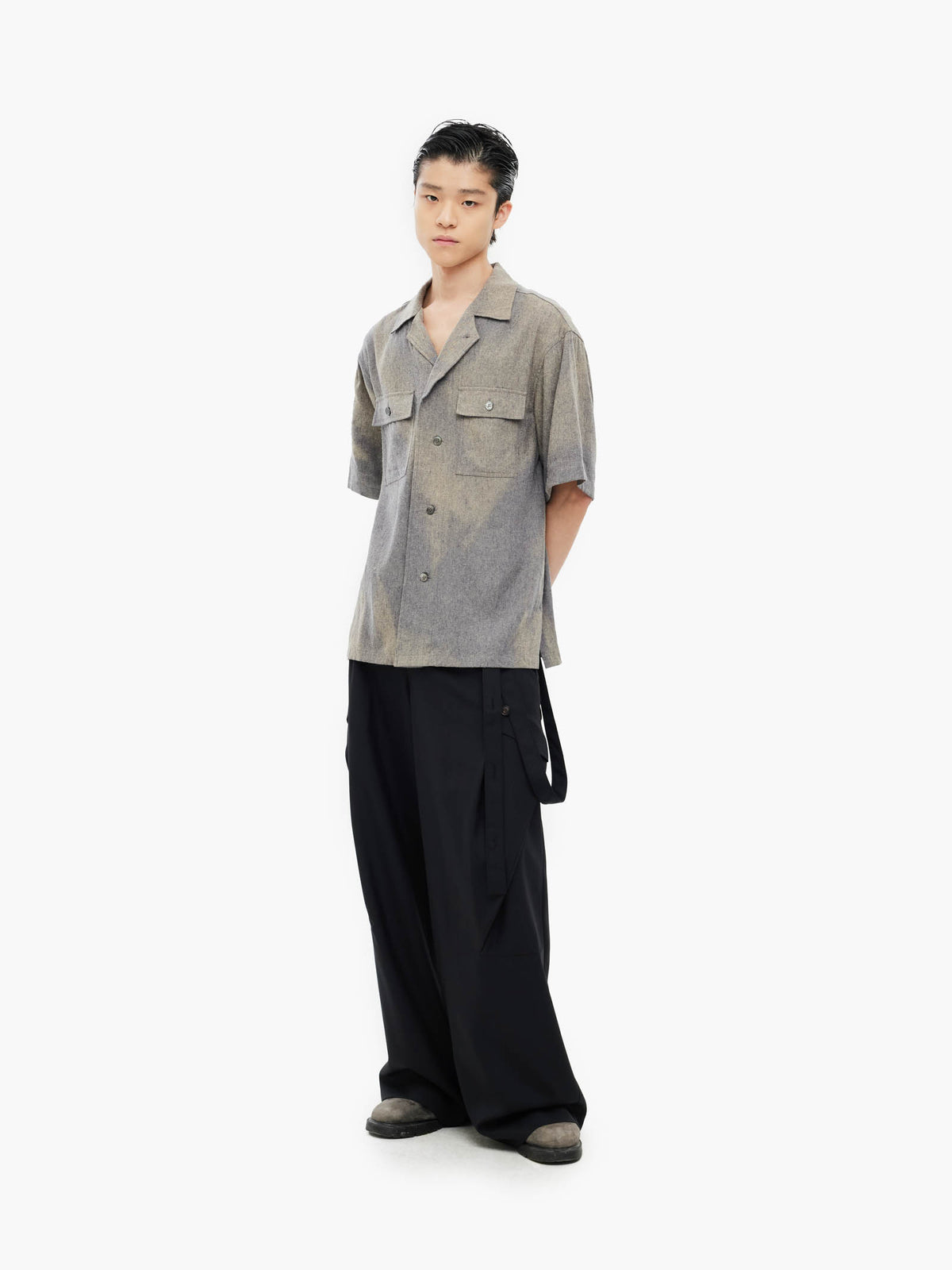 Jiyong Kim - Sun-Bleached Tailored Collar Shirt (Grey) product image 1 | TRAB K-Fashion Australia