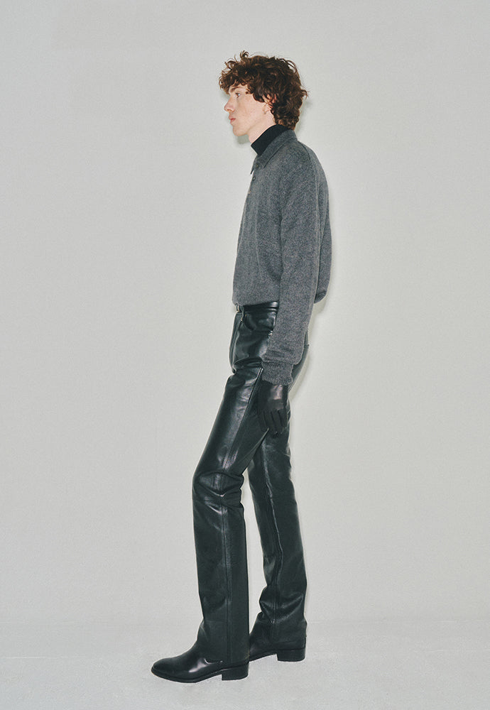 Tonywack - Italian Fabric Brushed Mohair Polo Knit (Charcoal) product image 2 | TRAB K-Fashion Australia