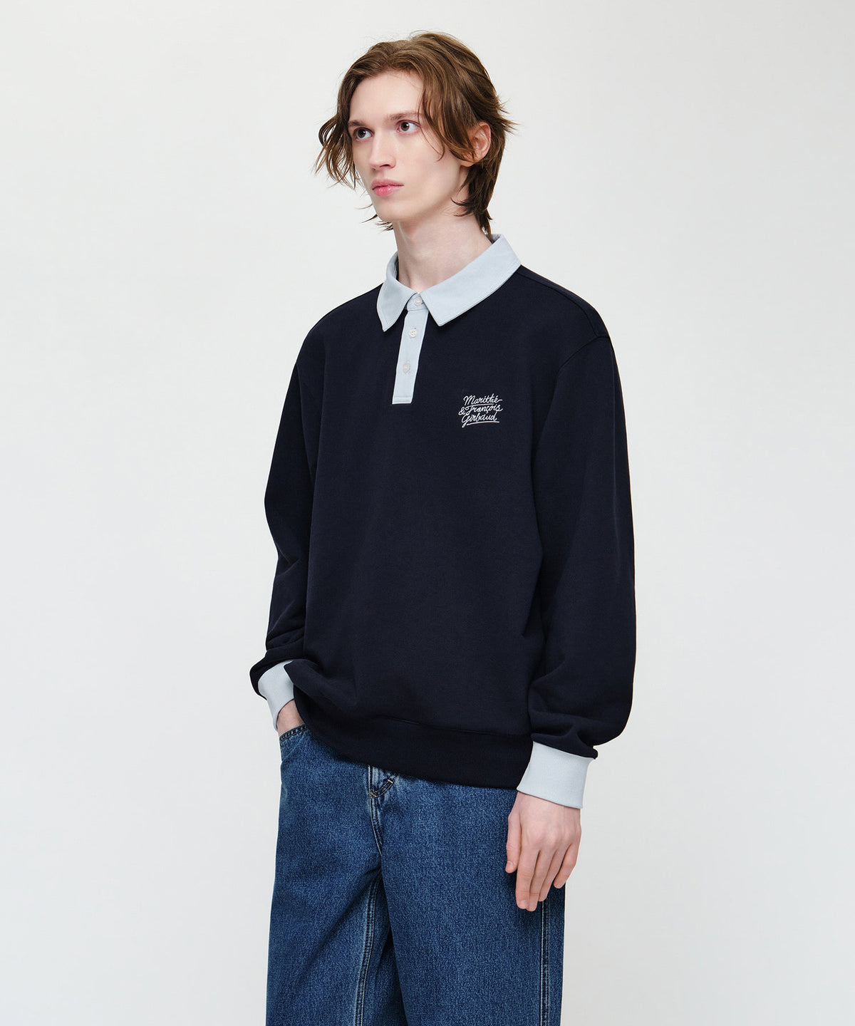 Marithe & Francois Girbaud - Color Block Collar Sweatshirt (Navy) product image 2 | TRAB K-Fashion Australia