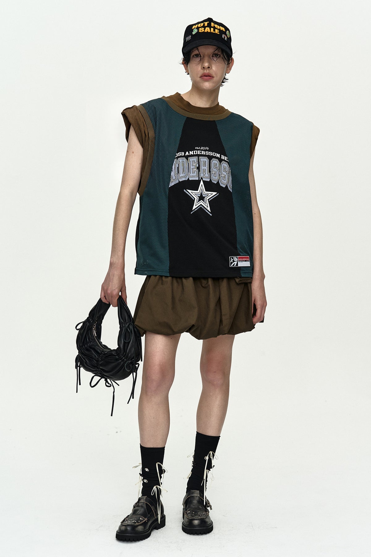 Andersson Bell - Basketball Jersey Layered Roll Up T-Shirt (Khaki/Green) product image 2 | TRAB K-Fashion Australia