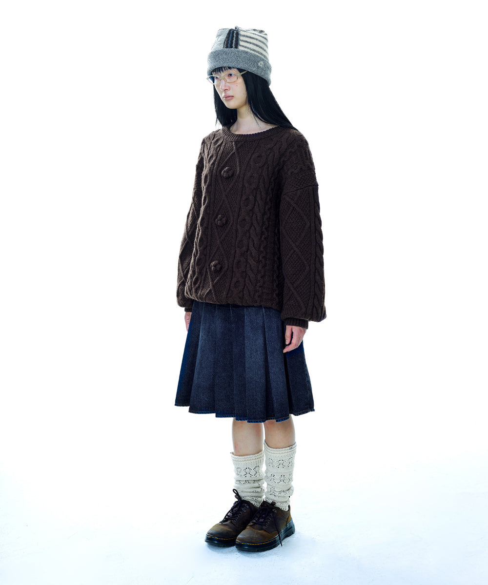 Coyseio - Pompom Cable Knit (Brown) product image 10 | TRAB K-Fashion Australia
