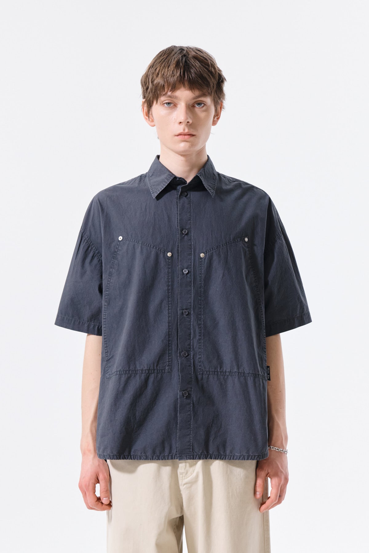 Matin Kim - Half Sleeve Pocket Shirt (Charcoal) product image 6 | TRAB K-Fashion Australia