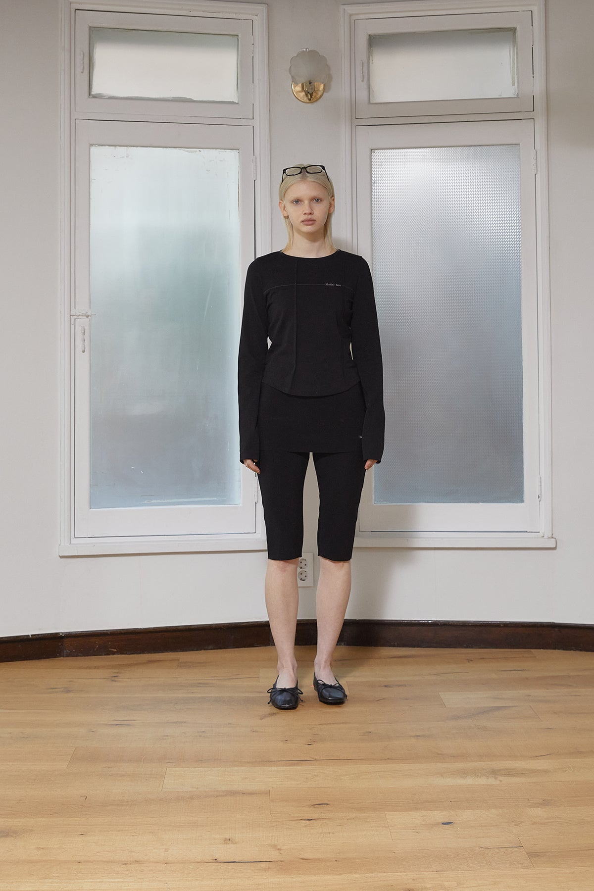 Matin Kim - Tuck Detail Small Logo Top (Black) product image 7 | TRAB K-Fashion Australia