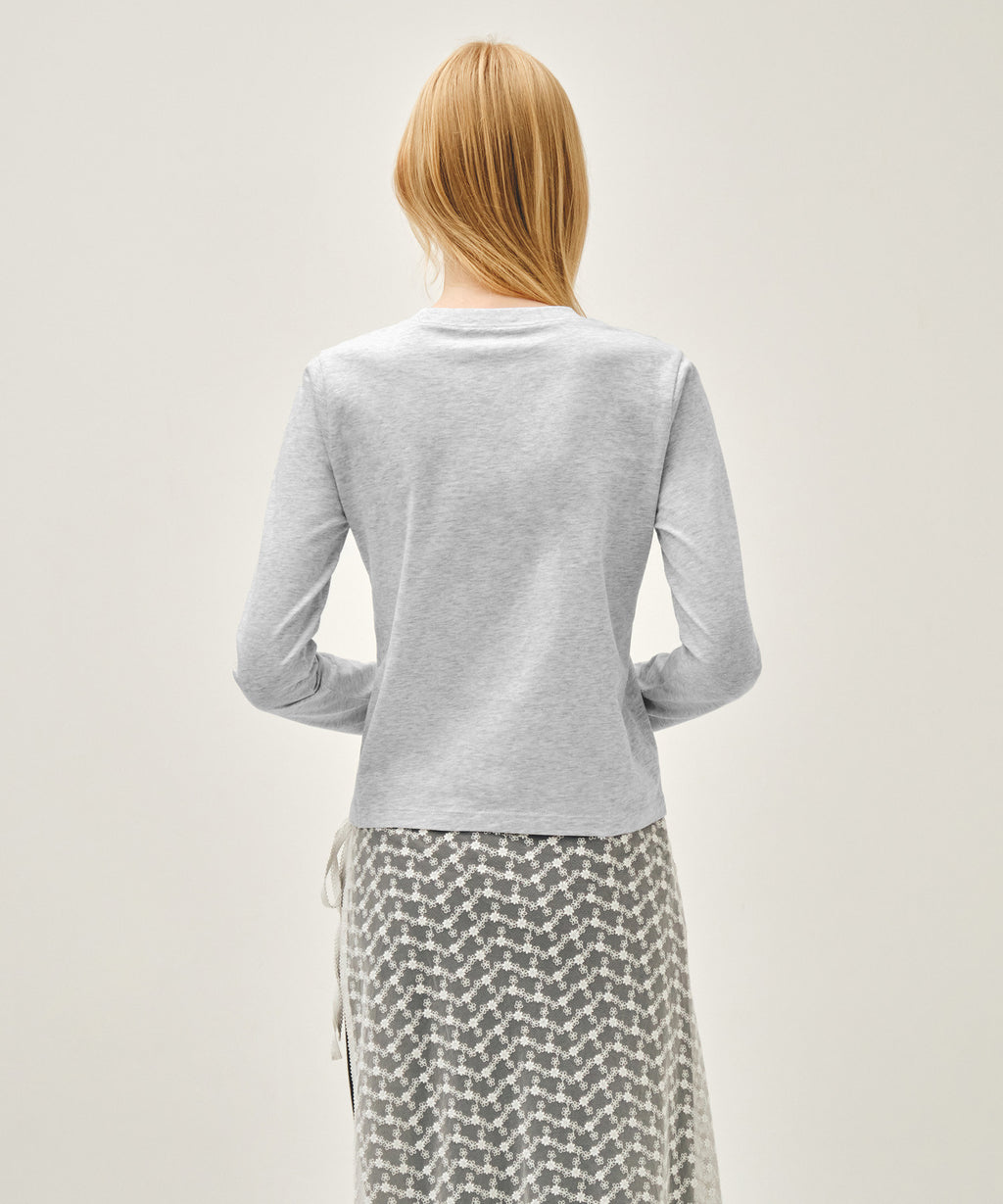 Marithe & Francois Girbaud - Regular Logo Long Sleeve Tee (Light Heather Gray) product image 3 | TRAB K-Fashion Australia