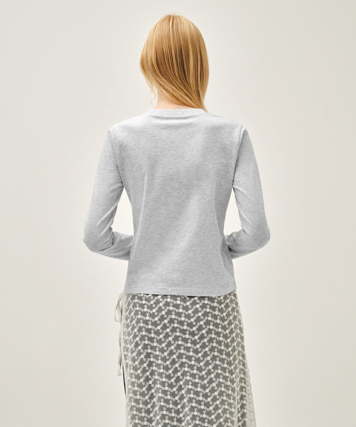Marithe & Francois Girbaud - Regular Logo Long Sleeve Tee (Light Heather Gray) product image 3 | TRAB K-Fashion Australia