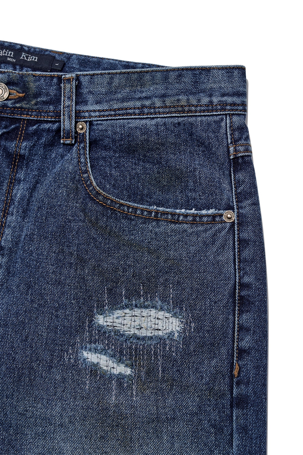 Matin Kim - Destroyed Vintage Wide Denim Pants (Blue) product image 4 | TRAB K-Fashion Australia
