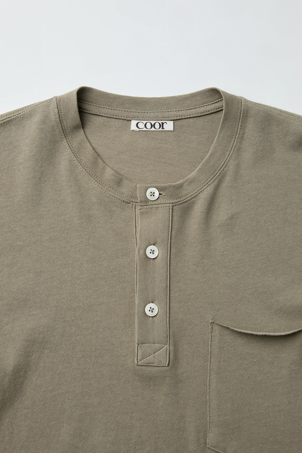 Coor - One-Pocket Long Sleeve Henley T-Shirt (Olive Khaki) product image 5 | TRAB K-Fashion Australia