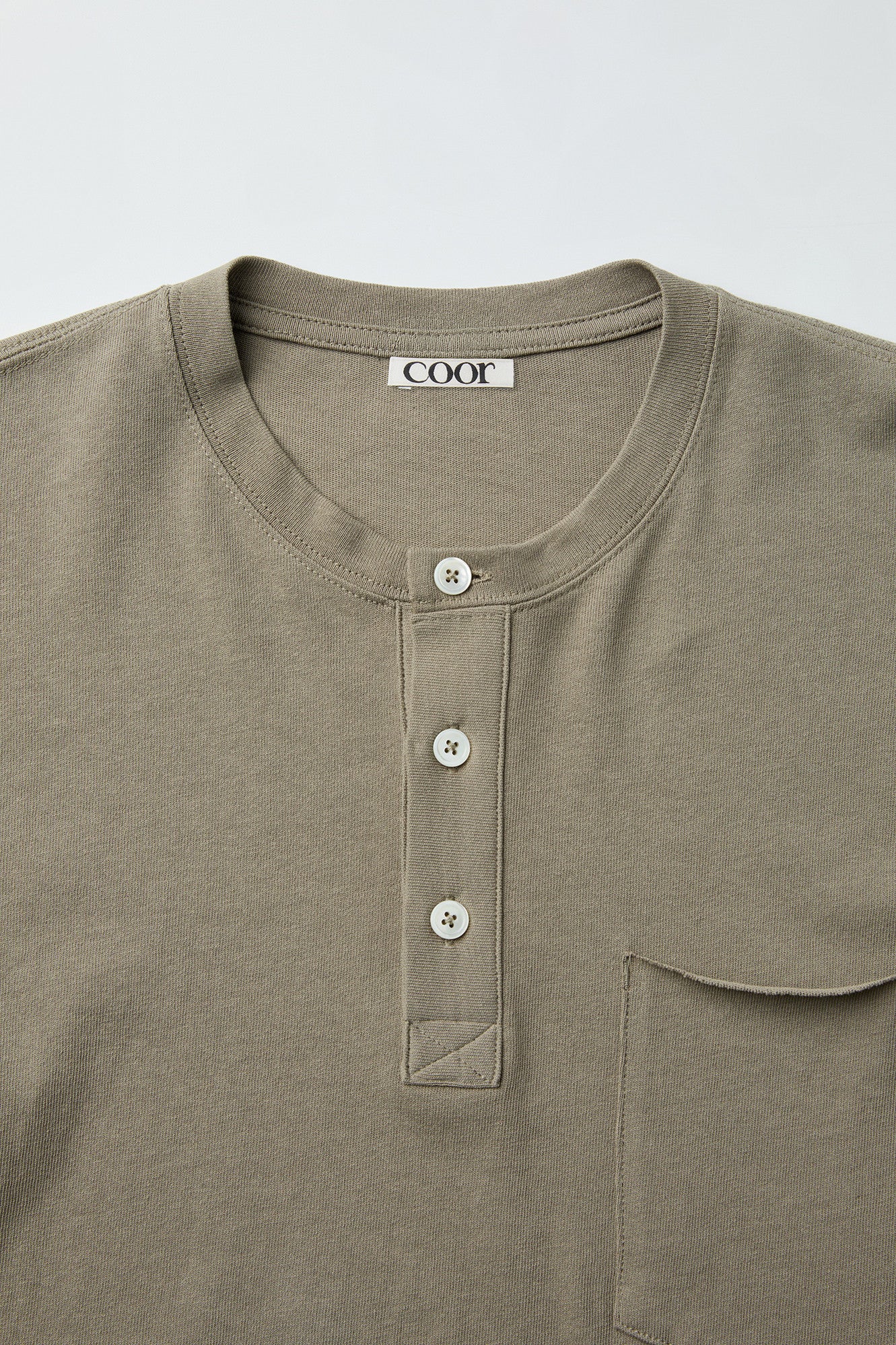 Coor - One-Pocket Long Sleeve Henley T-Shirt (Olive Khaki) product image 5 | TRAB K-Fashion Australia