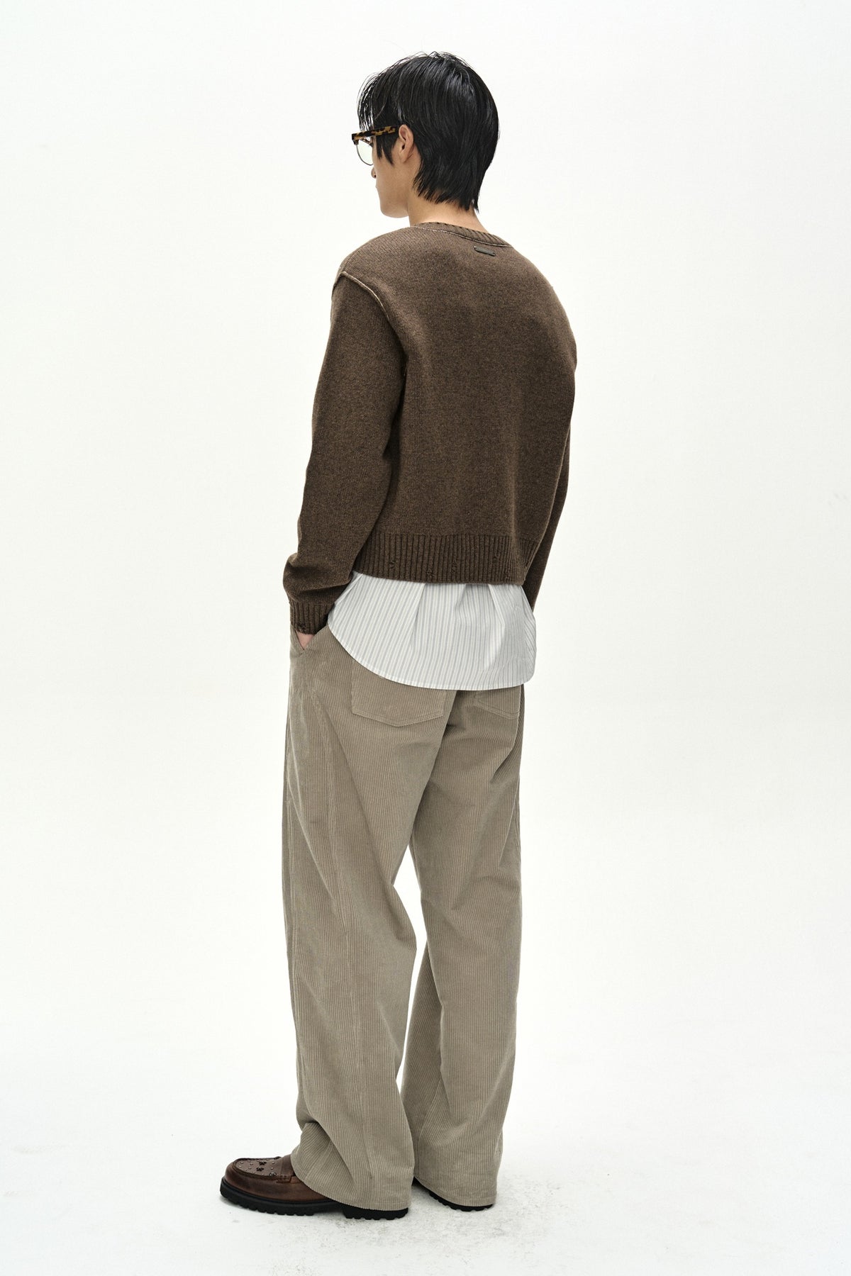 Andersson Bell - Crossover Wide-Leg Corduroy Trousers (Cream) product image 4 | TRAB K-Fashion Australia