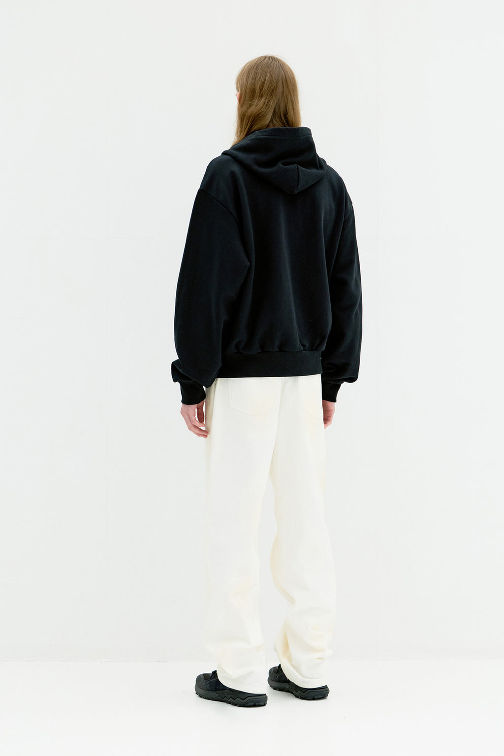 Coor - Minimal Cotton Hooded Zip Jumper (Black) product image 4 | TRAB K-Fashion Australia