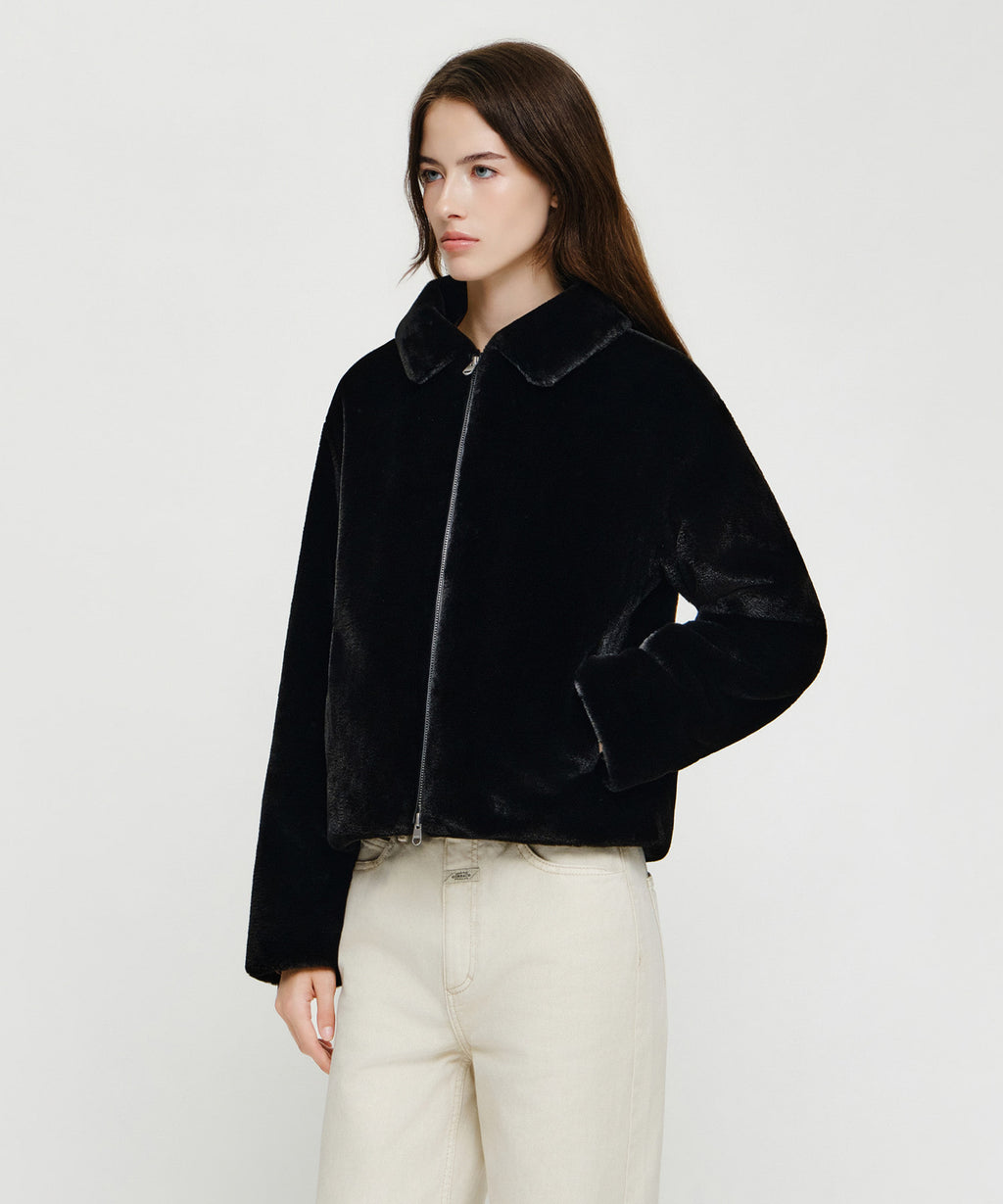 Marithe & Francois Girbaud - Collar Faux Fur Jacket (Black) product image 2 | TRAB K-Fashion Australia