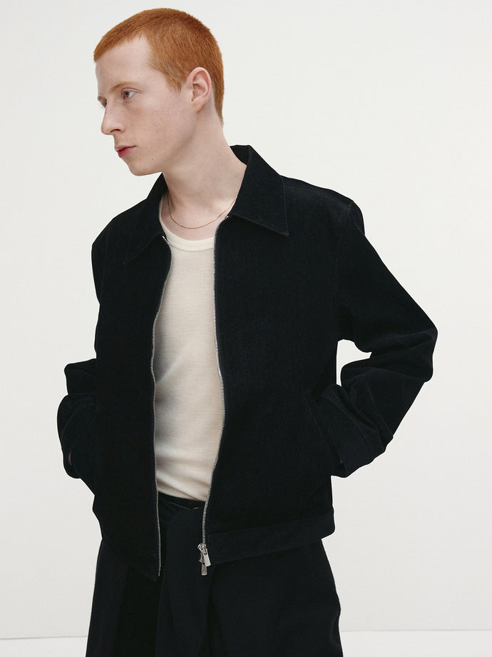 Tonywack - Velvet Denim Zippered Blouson (Black) product image 4 | TRAB K-Fashion Australia