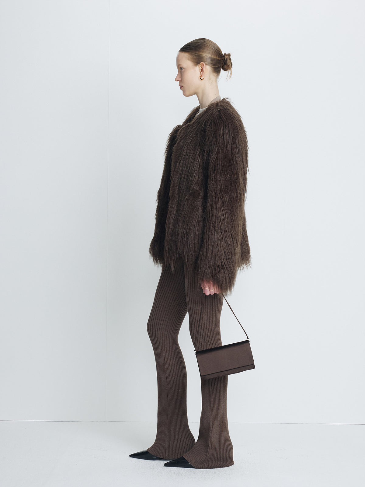 Tonywack - Long Hair Faux Fur Jacket (Brown) product image 2 | TRAB K-Fashion Australia
