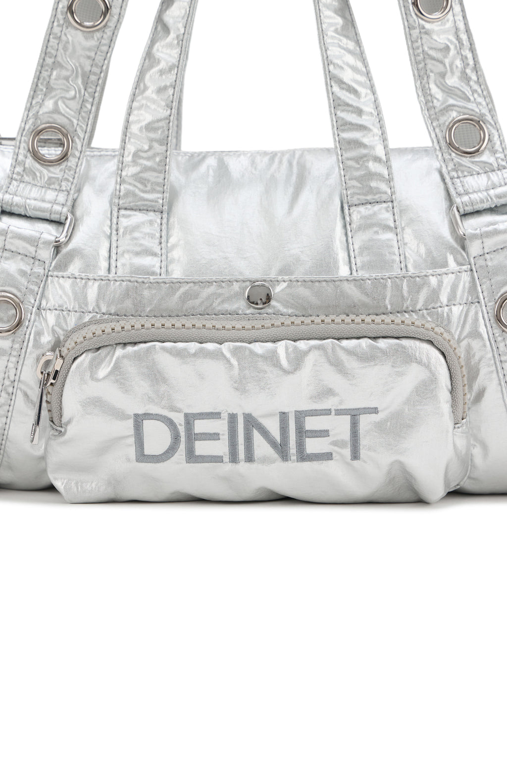 Deinet - Eyelet Glossy Mini Duffle Bag (Silver) product image 9 | TRAB K-Fashion Australia