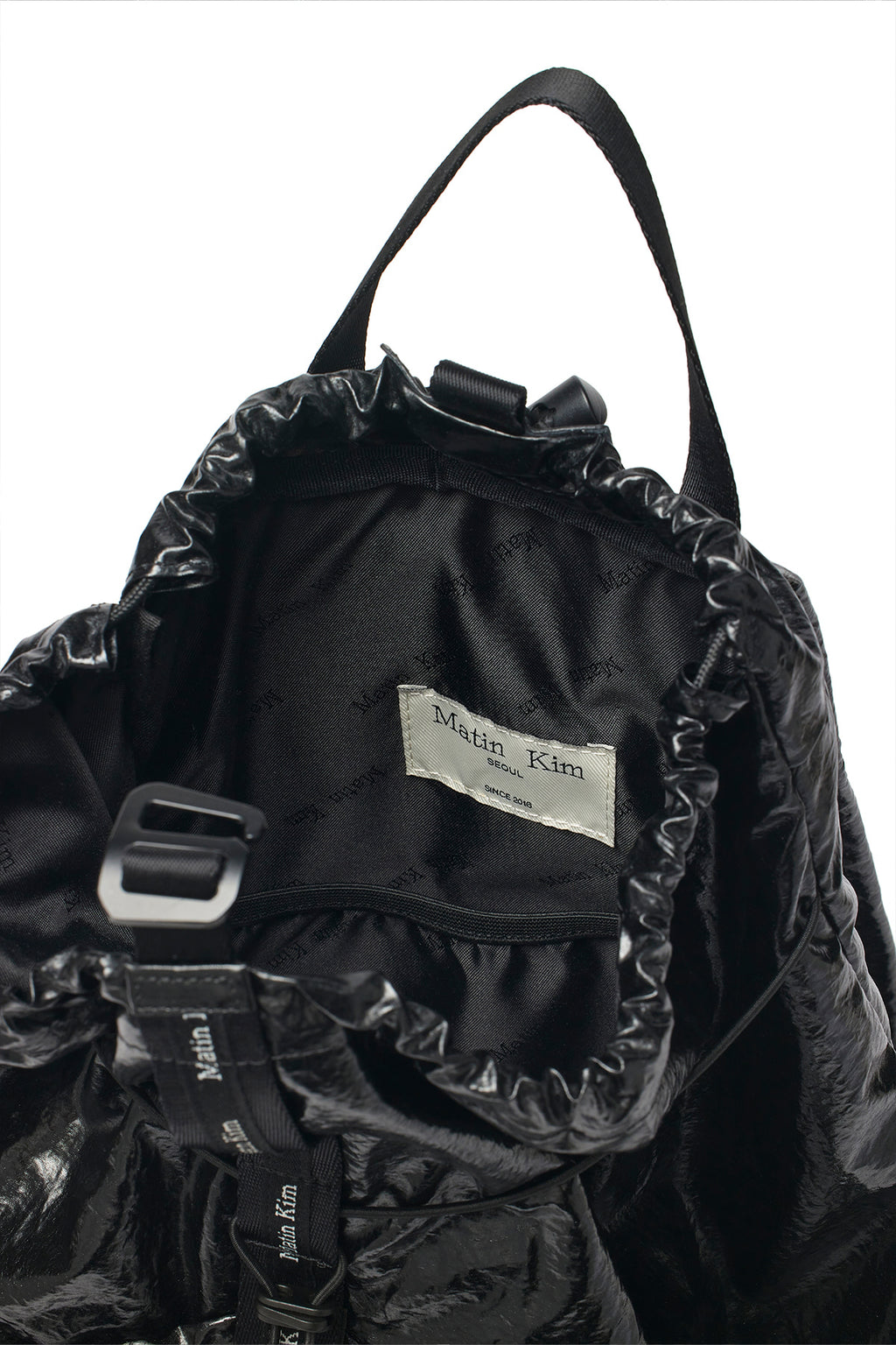 Matin Kim - Logo Taping Glossy Back Pack (Black) product image 3 | TRAB K-Fashion Australia