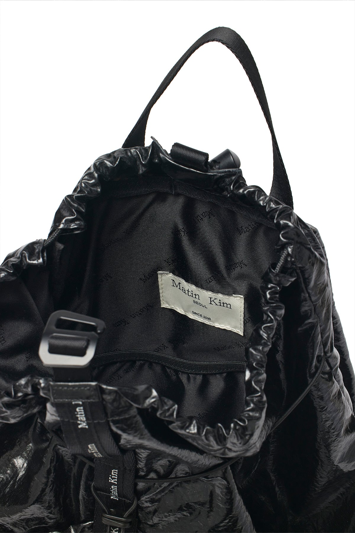 Matin Kim - Logo Taping Glossy Back Pack (Black) product image 3 | TRAB K-Fashion Australia