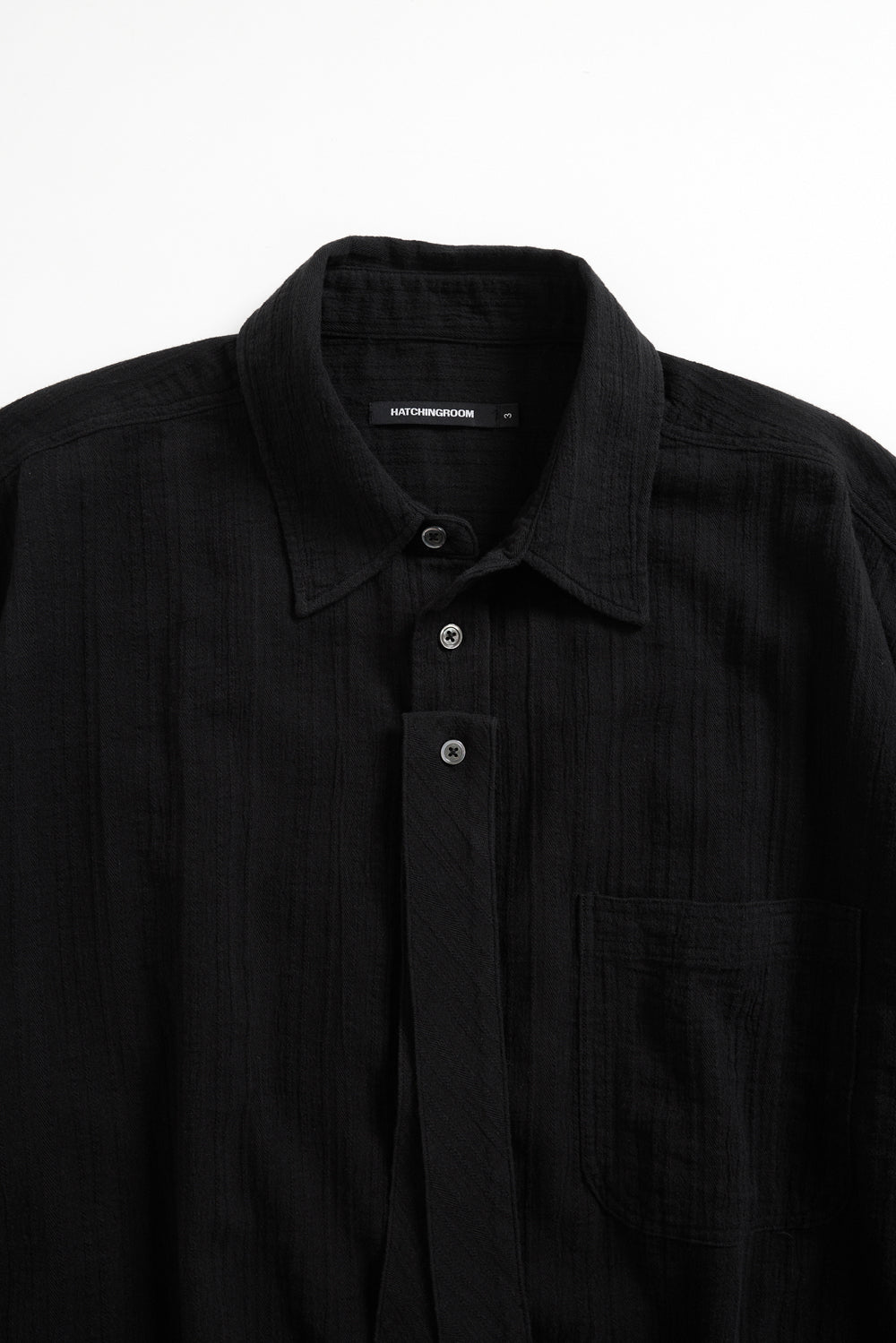 Hatchingroom - Tie Shirt Gauze Stripe Washed (Black) product image 3 | TRAB K-Fashion Australia