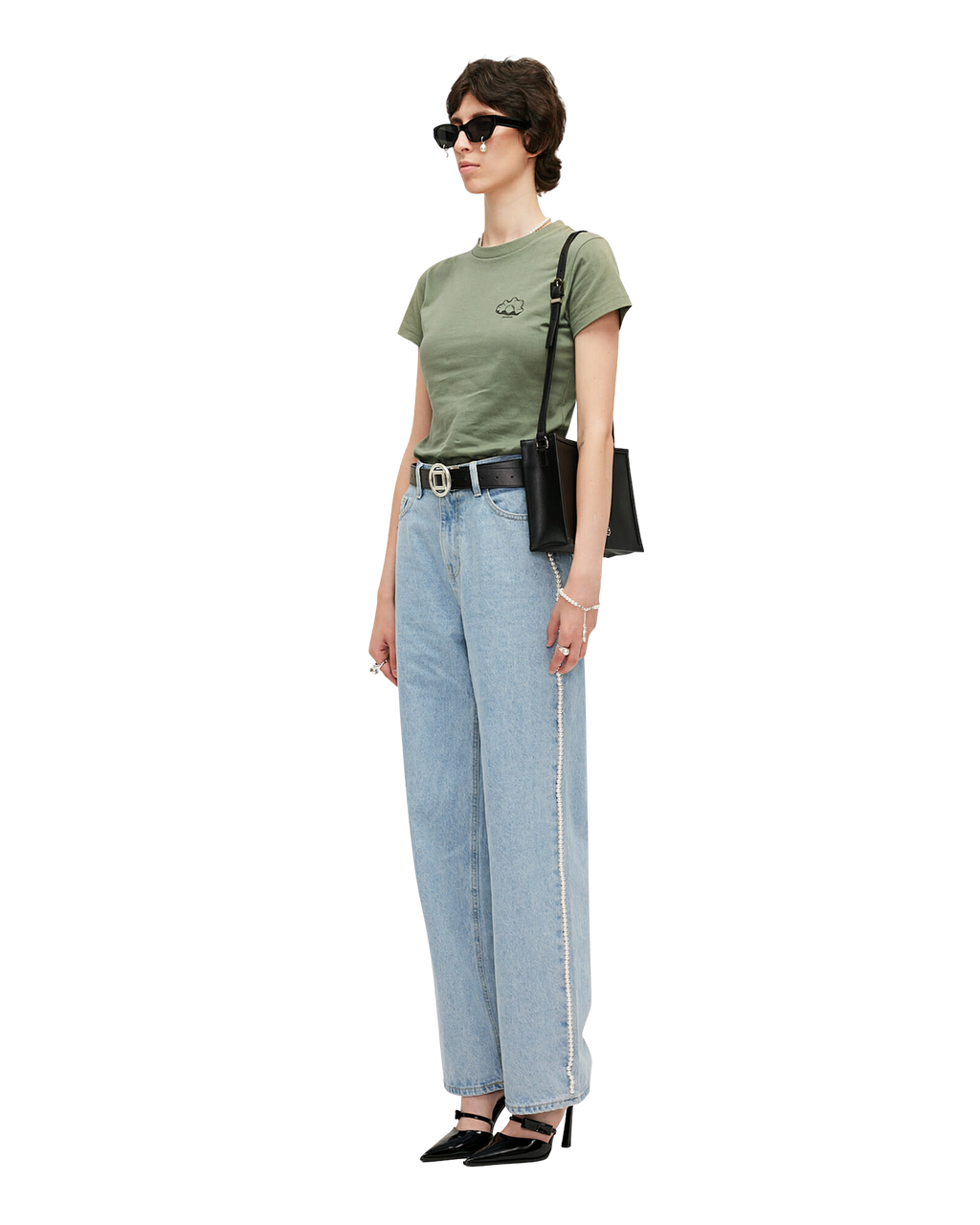 Kimhe Kim - Pearl Embellished Wide Leg Denim Pants (Sky Blue) product image 7 | TRAB K-Fashion Australia