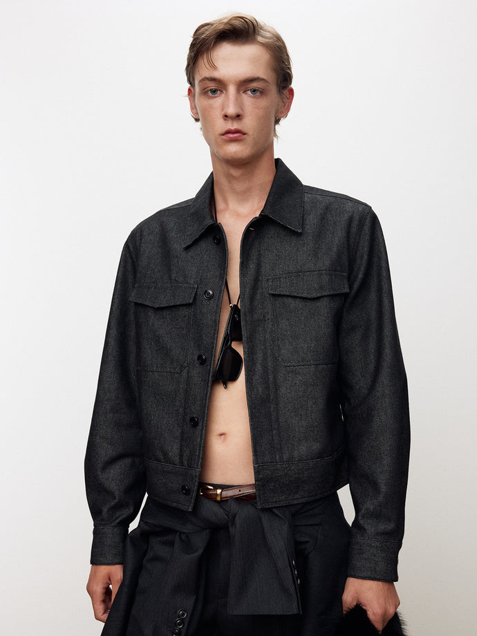 Tonywack - Hidden Button Denim Blouson (Charcoal Indigo) product image 3 | TRAB K-Fashion Australia