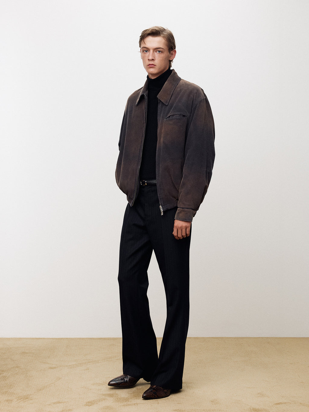 Tonywack - Garment-Washed Corduroy Bomber Jacket (Bleached Navy) product image 3 | TRAB K-Fashion Australia