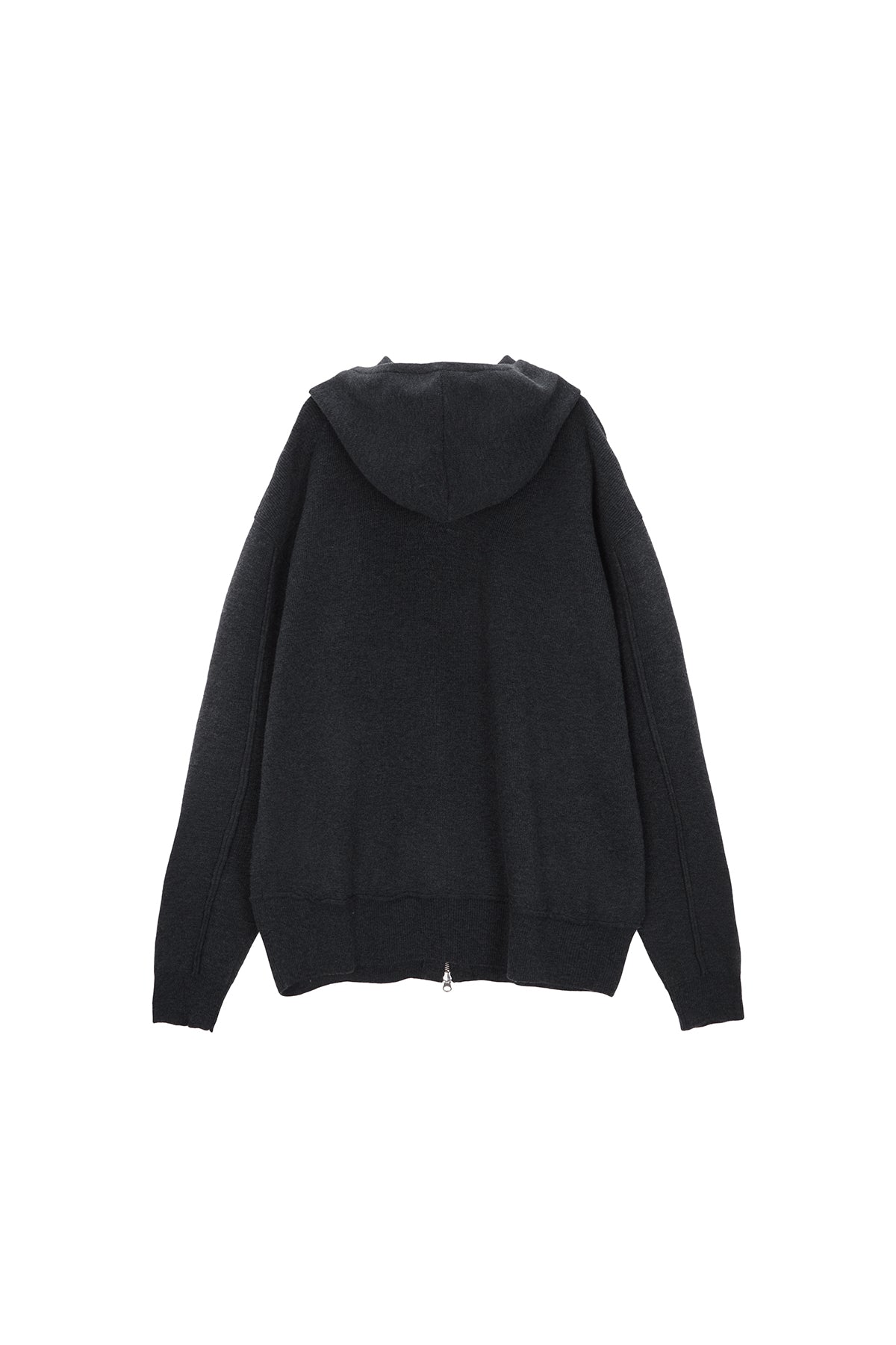 Matin Kim - Ribbed Knit Hoody Zip Up (Charcoal) product image 2 | TRAB K-Fashion Australia