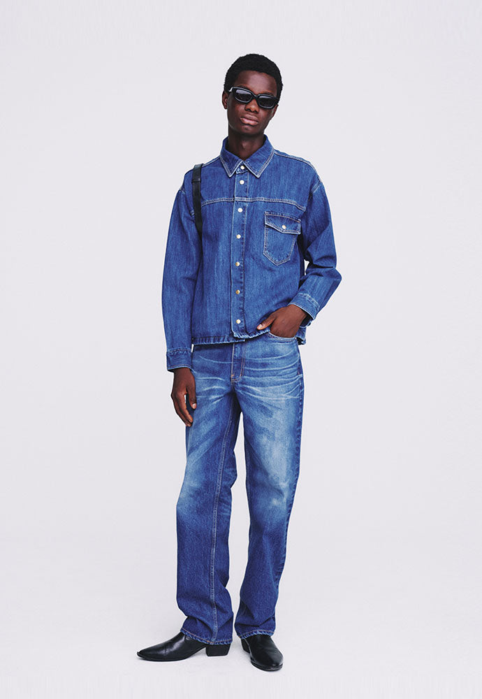 Tonywack - One Pocket Cropped Denim Blouson (Mid Blue) product image 5 | TRAB K-Fashion Australia
