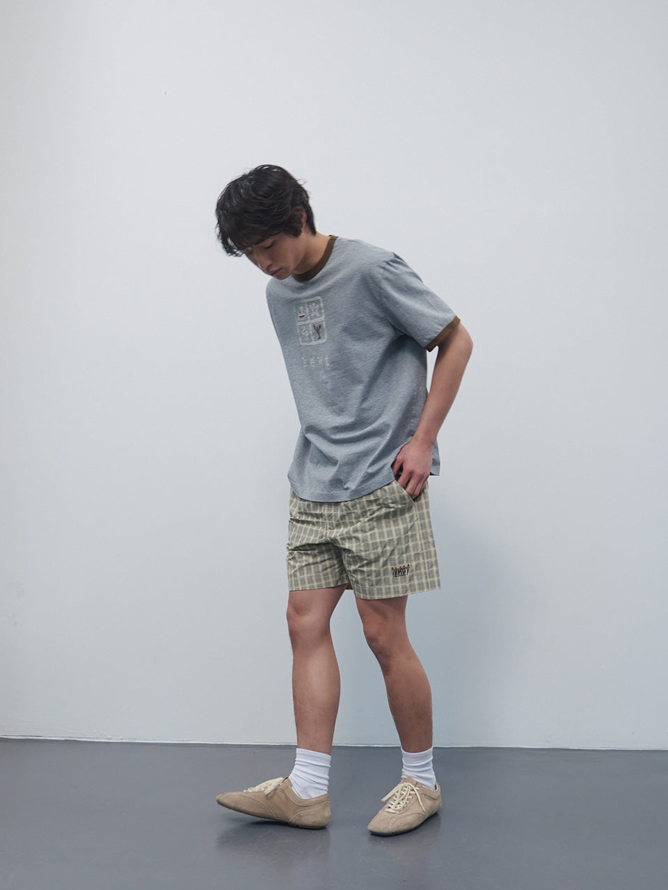 Kijun - Check Shorts (Beige) product image 6 | TRAB K-Fashion Australia