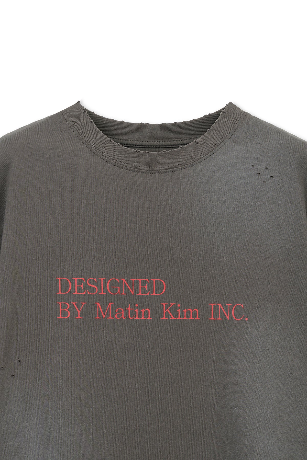 Matin Kim - Spray Washed Lettering Damaged Top (Charcoal) product image 3 | TRAB K-Fashion Australia