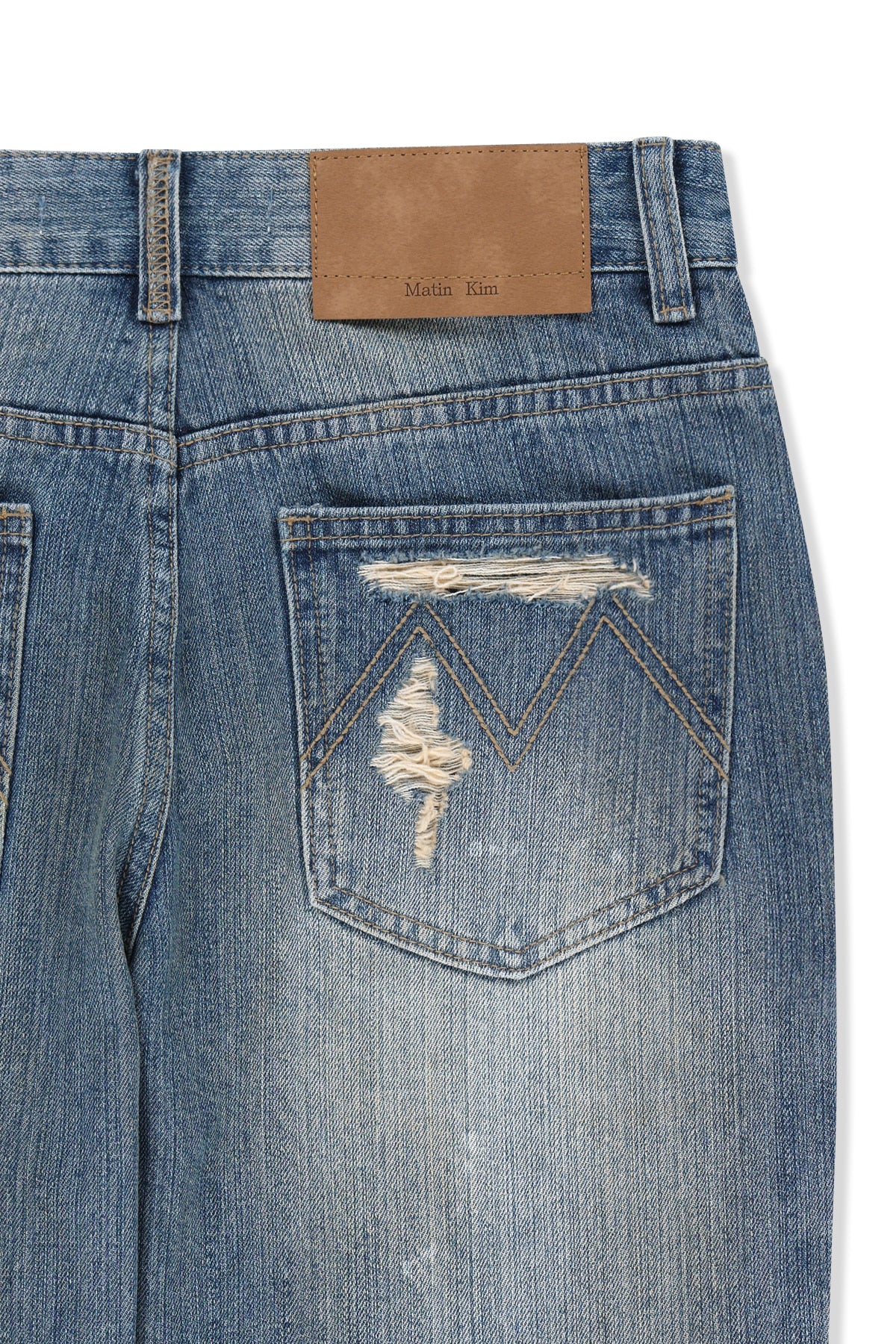 Matin Kim - Slub Damage Bootcut Denim Pants (Blue) product image 7 | TRAB K-Fashion Australia