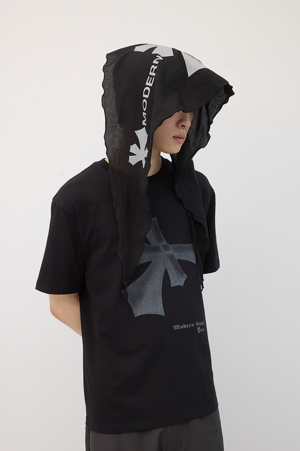 Hatchingroom - Tabber Modern Goth Diamond Slogan Scarf (Black) product image 13 | TRAB K-Fashion Australia