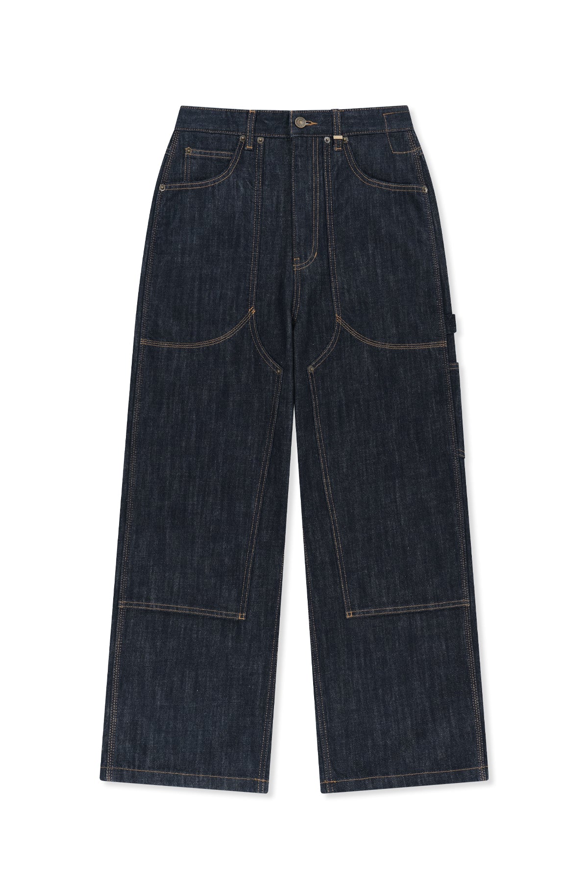 Matin Kim - Panel Stitch Denim Pants (Dark Navy) product image 1 | TRAB K-Fashion Australia