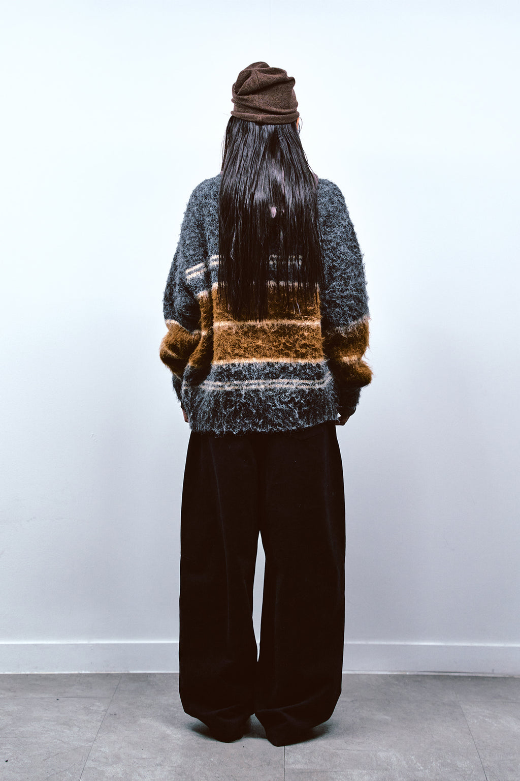 Deinet - Wool Blended Stripe Knit Cardigan (Grey) product image 3 | TRAB K-Fashion Australia
