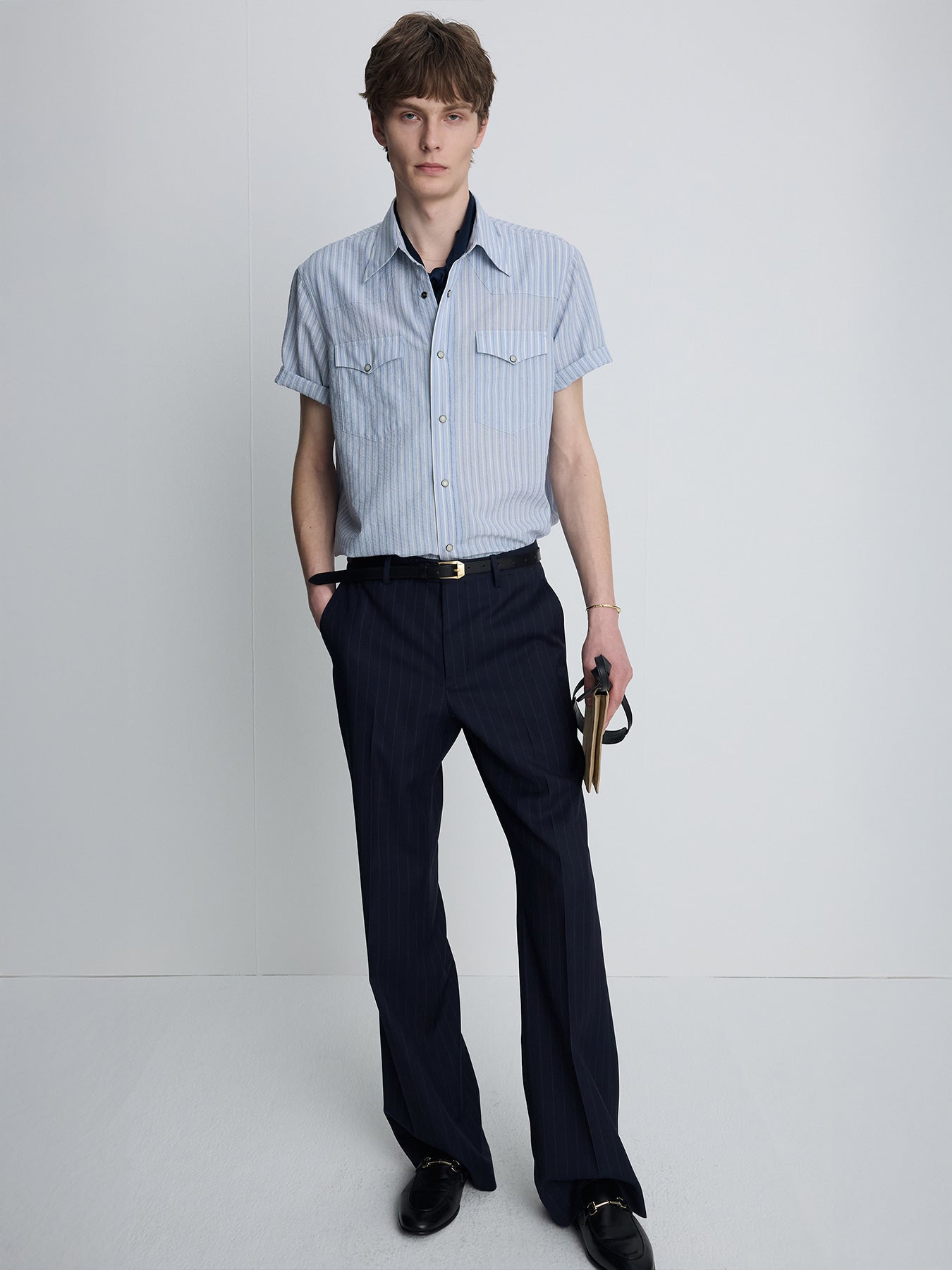 Tonywack - Striped Cotton Blend Western Shirt (Sky Blue) product image 8 | TRAB K-Fashion Australia