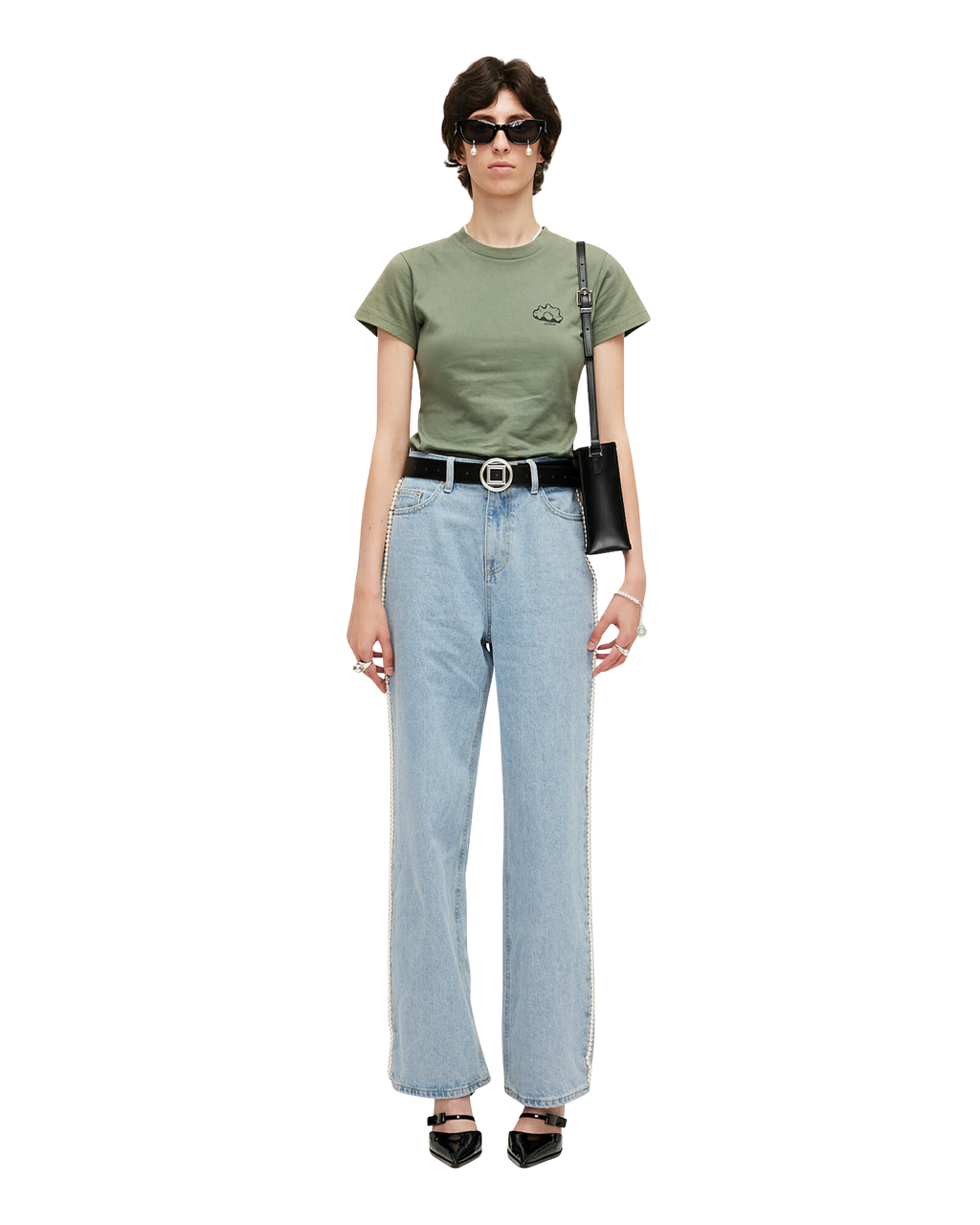 Kimhe Kim - Pearl Embellished Wide Leg Denim Pants (Sky Blue) product image 6 | TRAB K-Fashion Australia