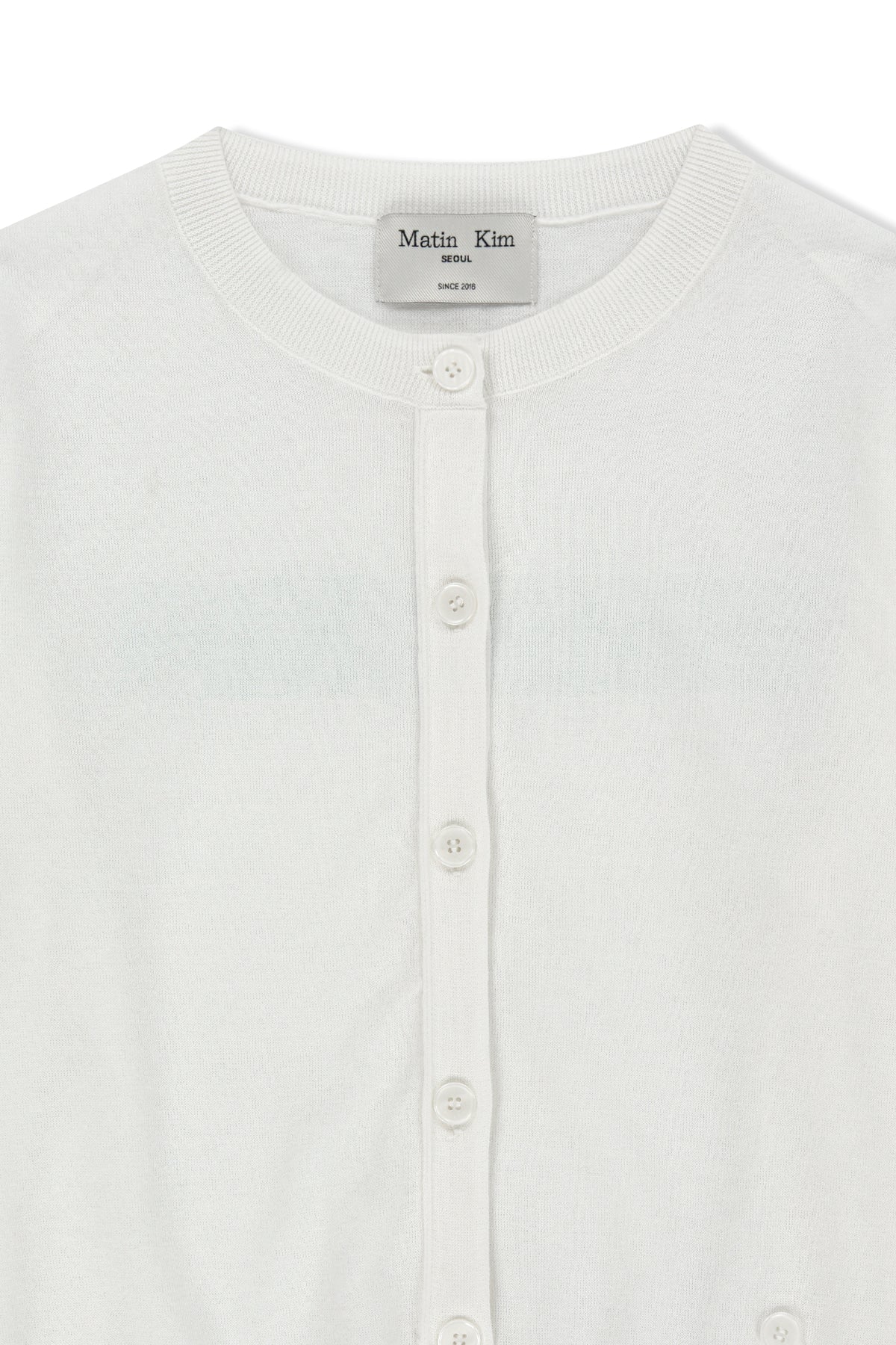 Matin Kim - Back Logo Sheer Cardigan (White) product image 3 | TRAB K-Fashion Australia