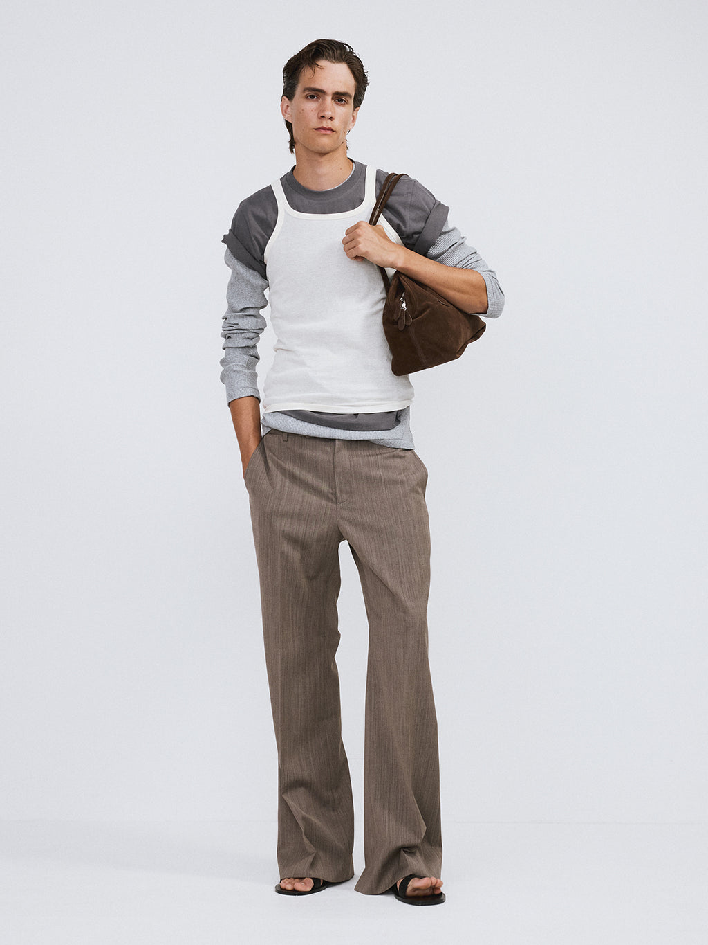Recto - Flare Fit Suit Pants (Sepia) product image 3 | TRAB K-Fashion Australia