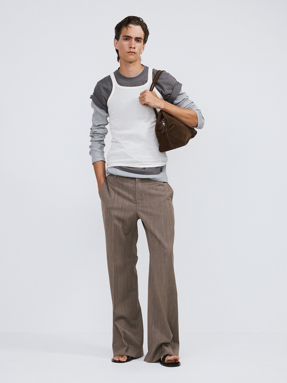 Recto - Flare Fit Suit Pants (Sepia) product image 3 | TRAB K-Fashion Australia