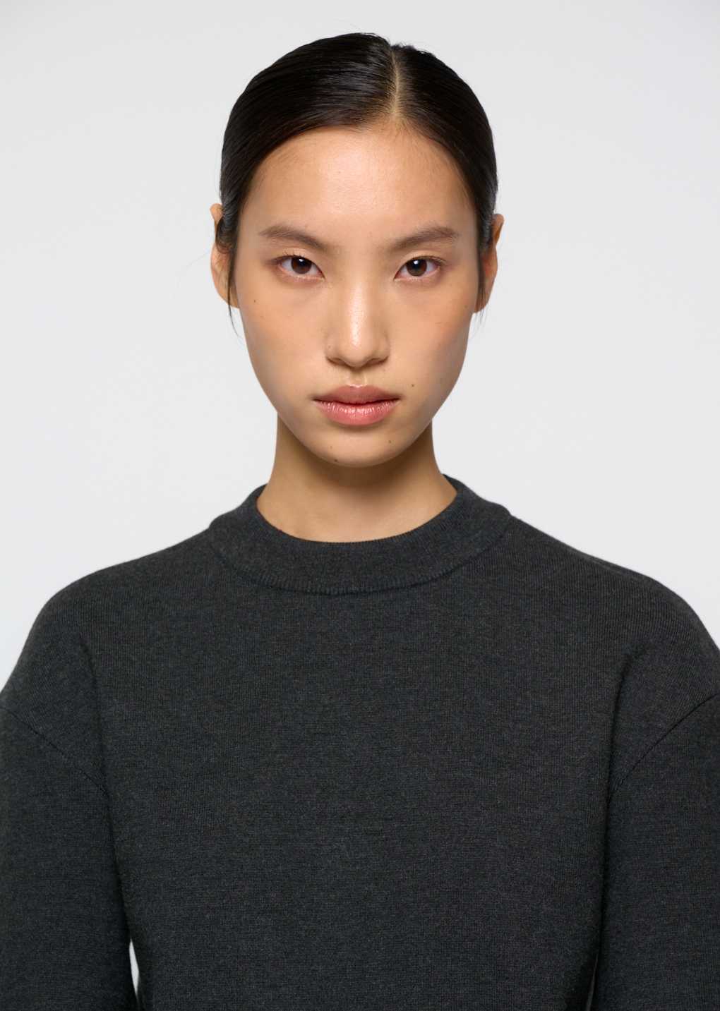 Amomento - Rounded half knit top (Charcoal) product image 5 | TRAB K-Fashion Australia