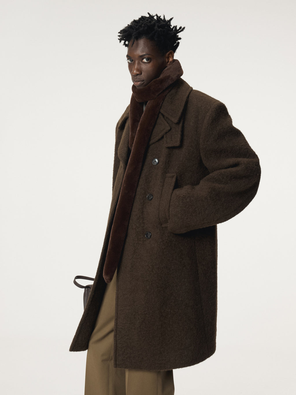 Recto - Lama Wool Vintage Pea Coat (Khaki Brown) product image 5 | TRAB K-Fashion Australia